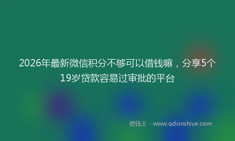 2026年最新微信积分不够可以借钱嘛，分享5个19岁贷款容易过审批的平台