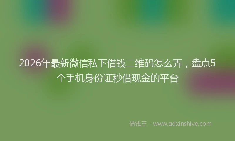2026年最新微信私下借钱二维码怎么弄，盘点5个手机身份证秒借现金的平台