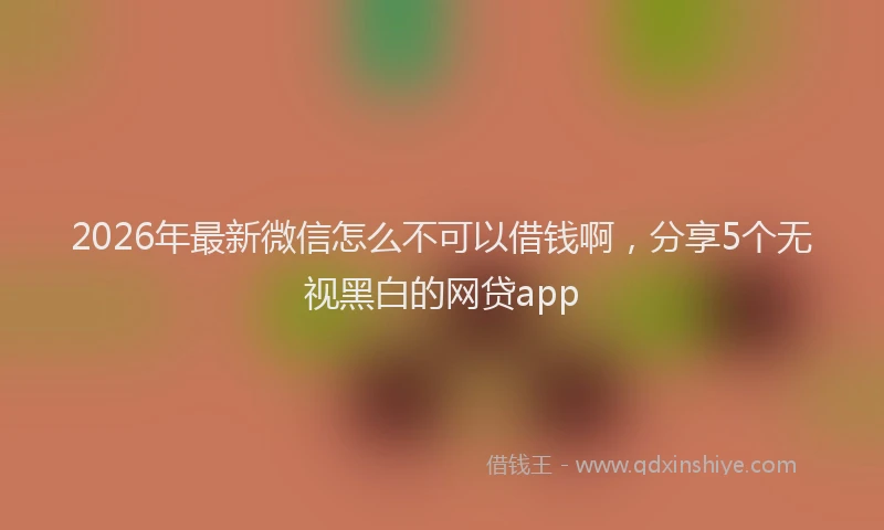2026年最新微信怎么不可以借钱啊，分享5个无视黑白的网贷app