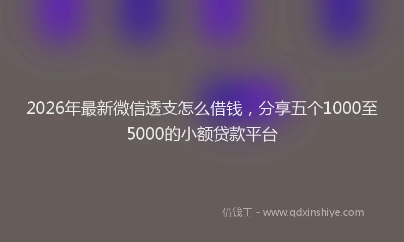 2026年最新微信透支怎么借钱，分享五个1000至5000的小额贷款平台