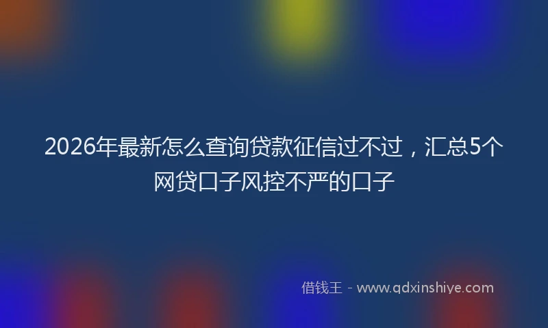 2026年最新怎么查询贷款征信过不过，汇总5个网贷口子风控不严的口子