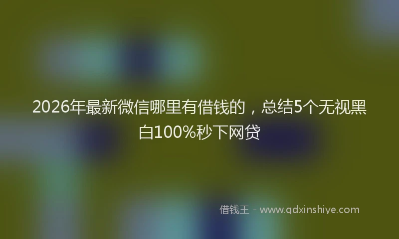 2026年最新微信哪里有借钱的，总结5个无视黑白100%秒下网贷