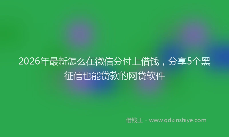 2026年最新怎么在微信分付上借钱，分享5个黑征信也能贷款的网贷软件