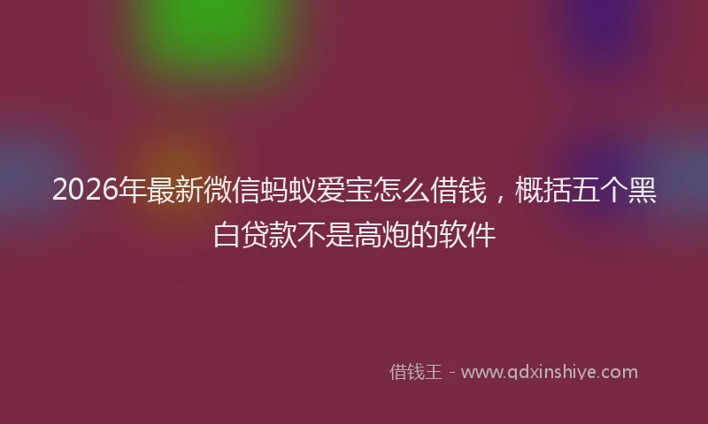 2026年最新微信蚂蚁爱宝怎么借钱，概括五个黑白贷款不是高炮的软件