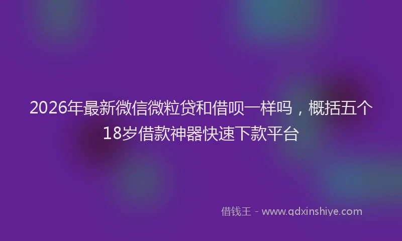 2026年最新微信微粒贷和借呗一样吗，概括五个18岁借款神器快速下款平台