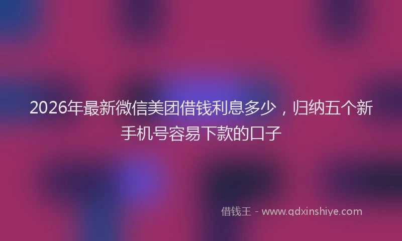 2026年最新微信美团借钱利息多少，归纳五个新手机号容易下款的口子