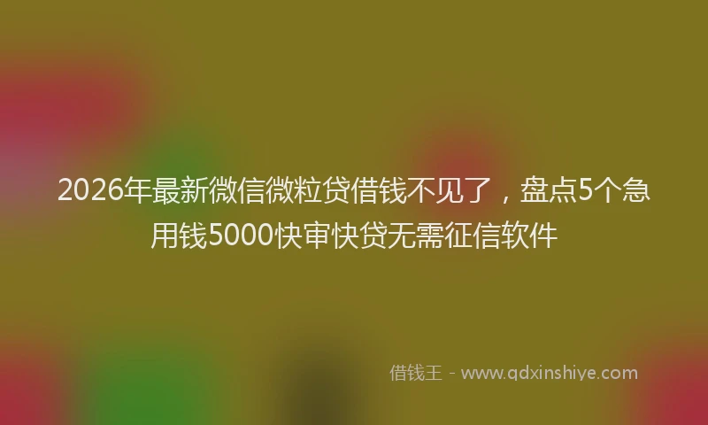2026年最新微信微粒贷借钱不见了，盘点5个急用钱5000快审快贷无需征信软件