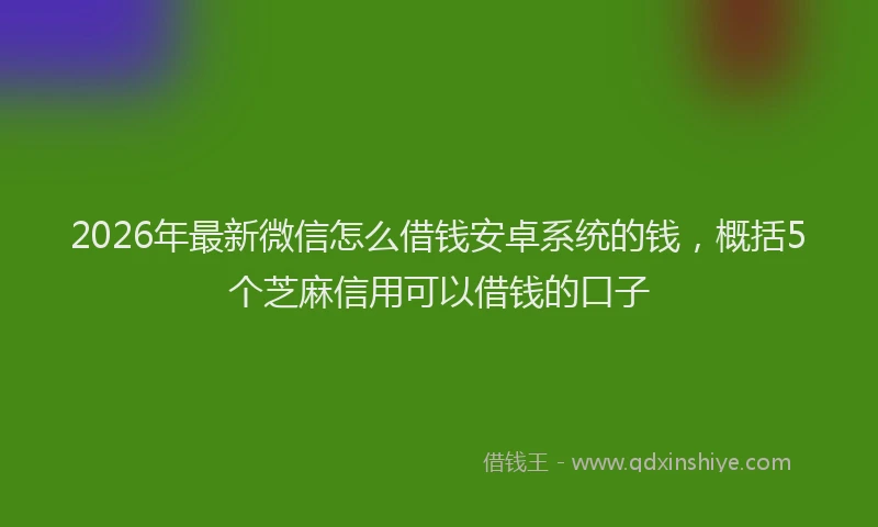 2026年最新微信怎么借钱安卓系统的钱，概括5个芝麻信用可以借钱的口子