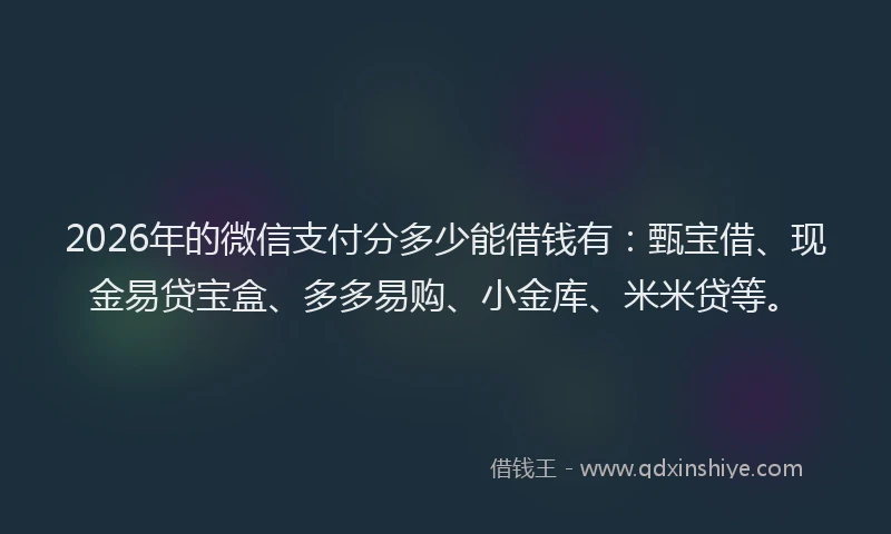 2026年的微信支付分多少能借钱有：甄宝借、现金易贷宝盒、多多易购、小金库、米米贷等。