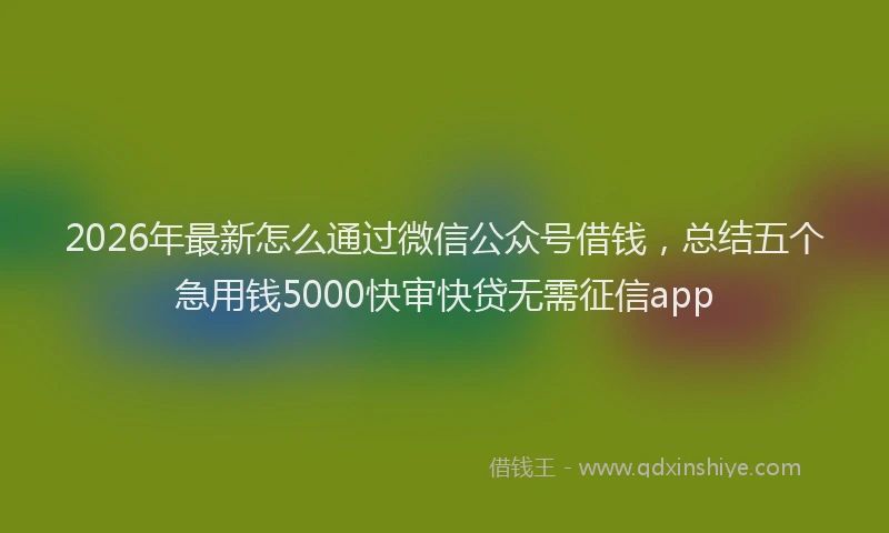 2026年最新怎么通过微信公众号借钱，总结五个急用钱5000快审快贷无需征信app