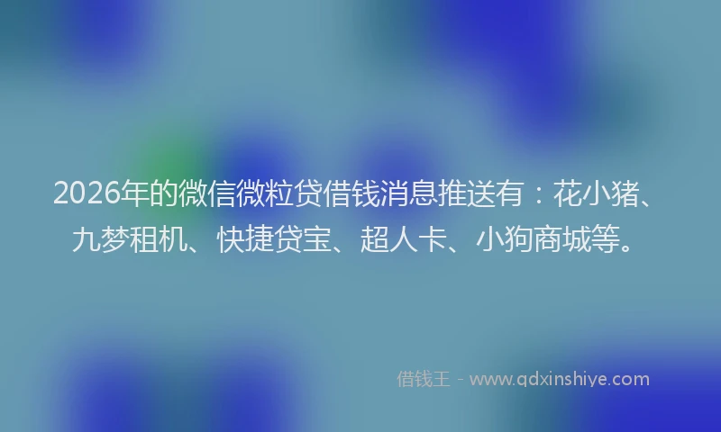 2026年的微信微粒贷借钱消息推送有：花小猪、九梦租机、快捷贷宝、超人卡、小狗商城等。