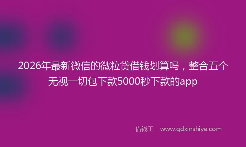 2026年最新微信的微粒贷借钱划算吗，整合五个无视一切包下款5000秒下款的app