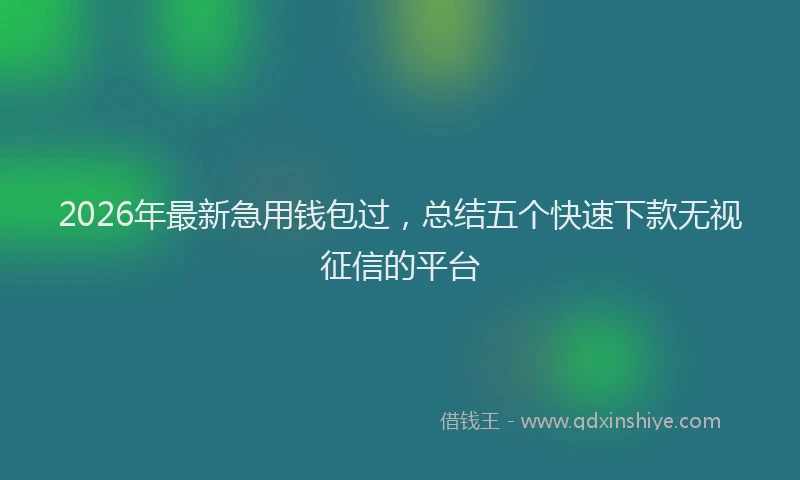 2026年最新急用钱包过,总结五个快速下款无视征信的平台