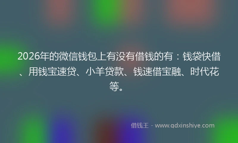 2026年的微信钱包上有没有借钱的有：钱袋快借、用钱宝速贷、小羊贷款、钱速借宝融、时代花等。