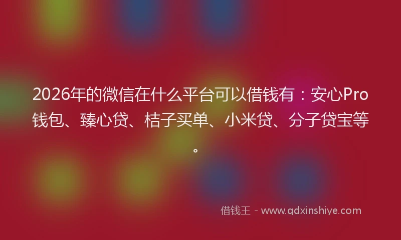 2026年的微信在什么平台可以借钱有：安心Pro钱包、臻心贷、桔子买单、小米贷、分子贷宝等。