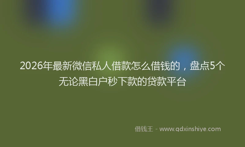2026年最新微信私人借款怎么借钱的，盘点5个无论黑白户秒下款的贷款平台