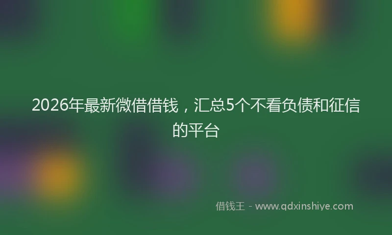 2026年最新微借借钱，汇总5个不看负债和征信的平台