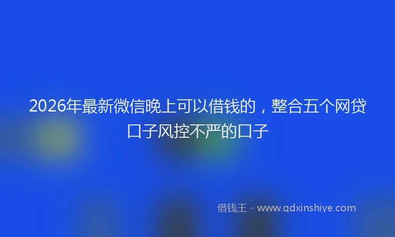 2026年最新微信晚上可以借钱的，整合五个网贷口子风控不严的口子