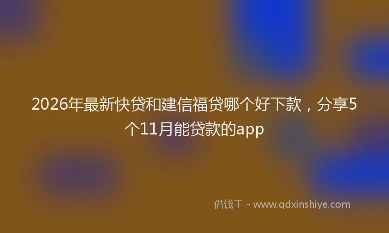 2026年最新快贷和建信福贷哪个好下款，分享5个11月能贷款的app