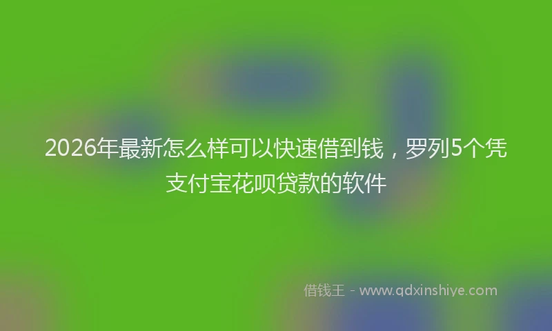 2026年最新怎么样可以快速借到钱，罗列5个凭支付宝花呗贷款的软件
