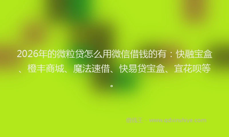 2026年的微粒贷怎么用微信借钱的有：快融宝盒、橙丰商城、魔法速借、快易贷宝盒、宜花呗等。