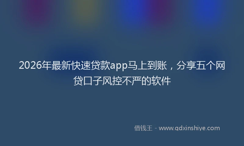 2026年最新快速贷款app马上到账，分享五个网贷口子风控不严的软件