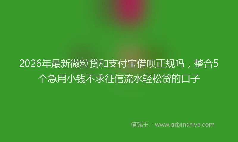 2026年最新微粒贷和支付宝借呗正规吗，整合5个急用小钱不求征信流水轻松贷的口子