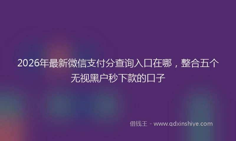 2026年最新微信支付分查询入口在哪，整合五个无视黑户秒下款的口子