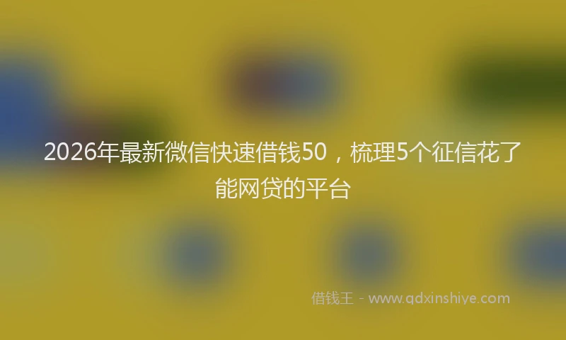 2026年最新微信快速借钱50，梳理5个征信花了能网贷的平台