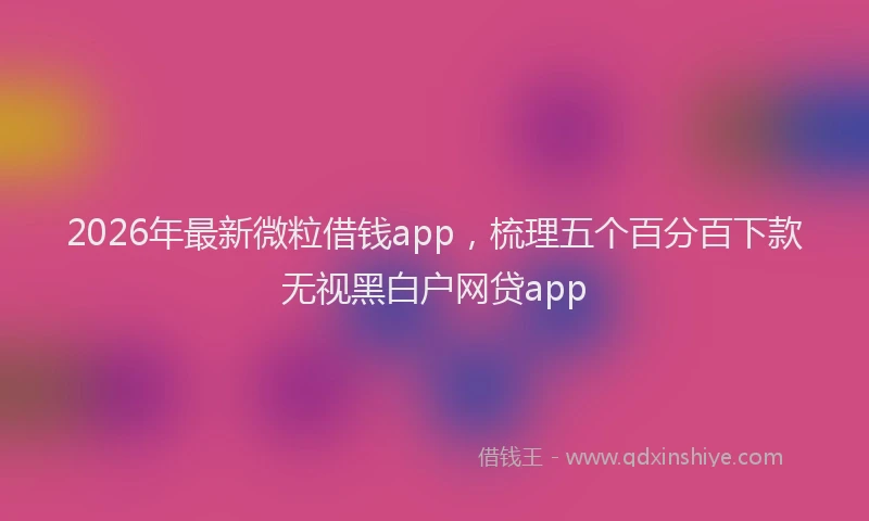 2026年最新微粒借钱app，梳理五个百分百下款无视黑白户网贷app