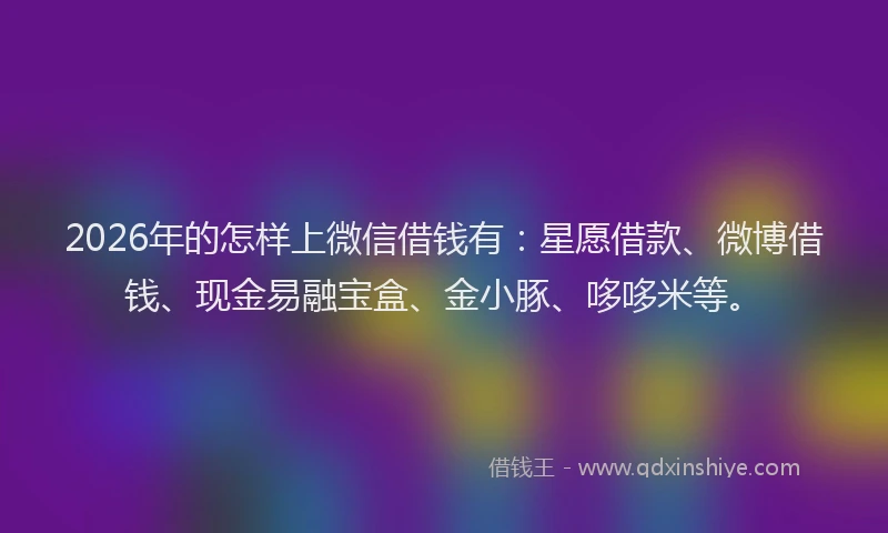 2026年的怎样上微信借钱有:星愿借款、微博借钱、现金易融宝盒、金小豚、哆哆米等。