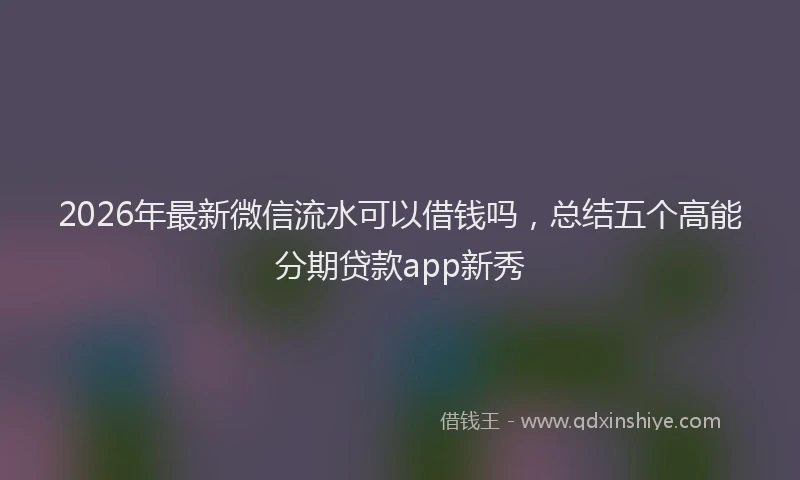 2026年最新微信流水可以借钱吗，总结五个高能分期贷款app新秀