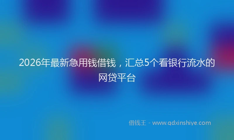 2026年最新急用钱借钱，汇总5个看银行流水的网贷平台