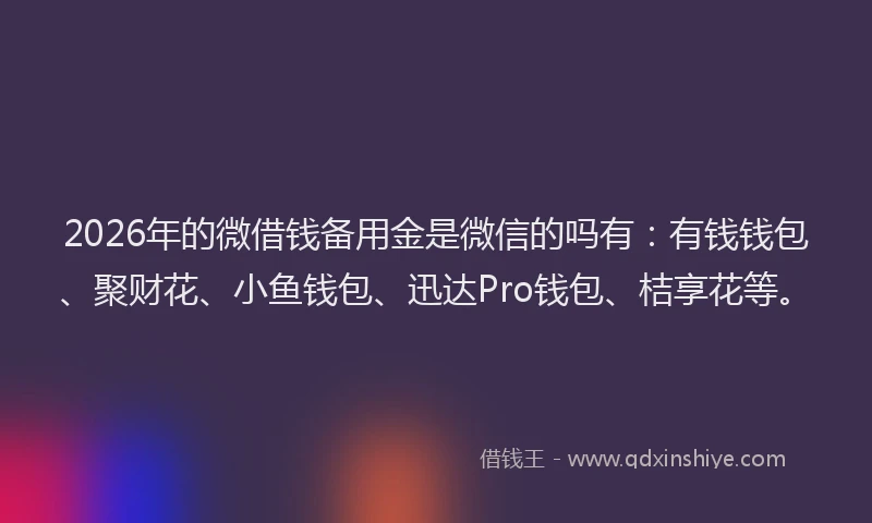 2026年的微借钱备用金是微信的吗有：有钱钱包、聚财花、小鱼钱包、迅达Pro钱包、桔享花等。