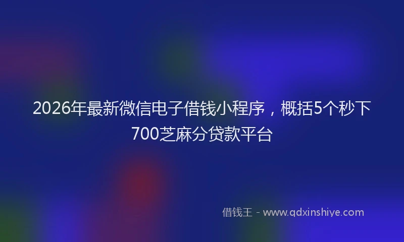 2026年最新微信电子借钱小程序，概括5个秒下700芝麻分贷款平台