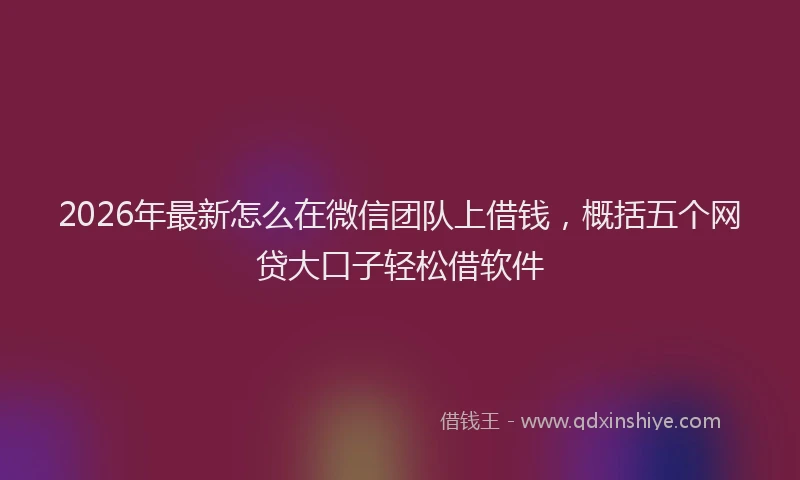2026年最新怎么在微信团队上借钱,概括五个网贷大口子轻松借软件