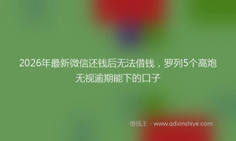 2026年最新微信还钱后无法借钱，罗列5个高炮无视逾期能下的口子