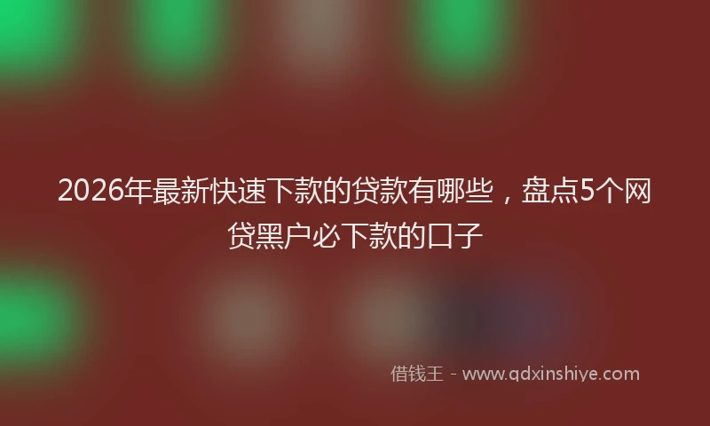 2026年最新快速下款的贷款有哪些，盘点5个网贷黑户必下款的口子