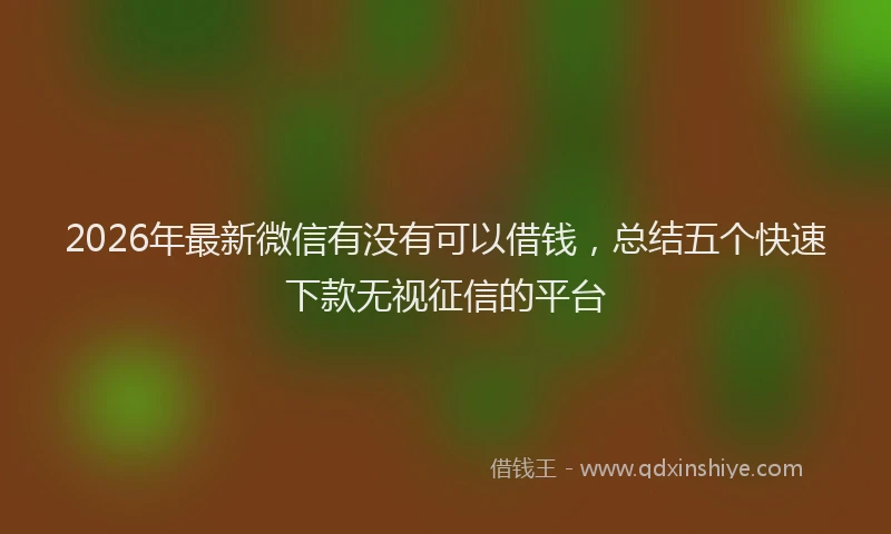 2026年最新微信有没有可以借钱，总结五个快速下款无视征信的平台
