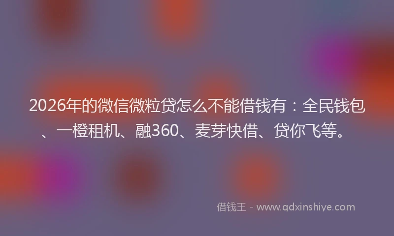 2026年的微信微粒贷怎么不能借钱有：全民钱包、一橙租机、融360、麦芽快借、贷你飞等。