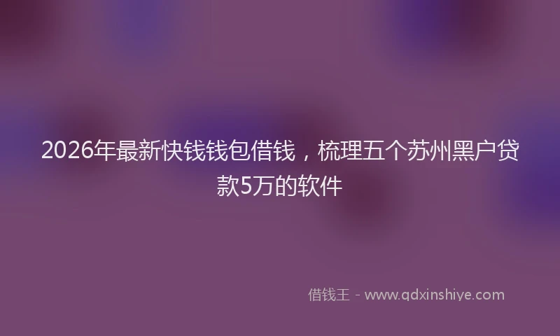2026年最新快钱钱包借钱，梳理五个苏州黑户贷款5万的软件