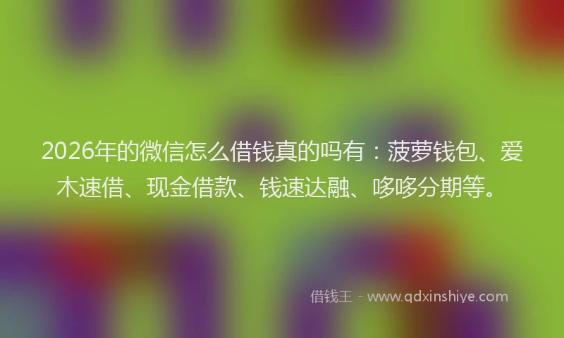 2026年的微信怎么借钱真的吗有：菠萝钱包、爱木速借、现金借款、钱速达融、哆哆分期等。