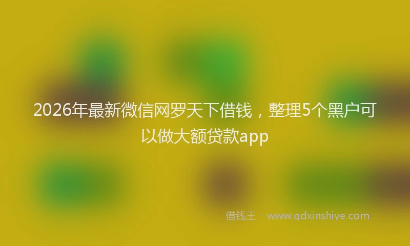 2026年最新微信网罗天下借钱，整理5个黑户可以做大额贷款app