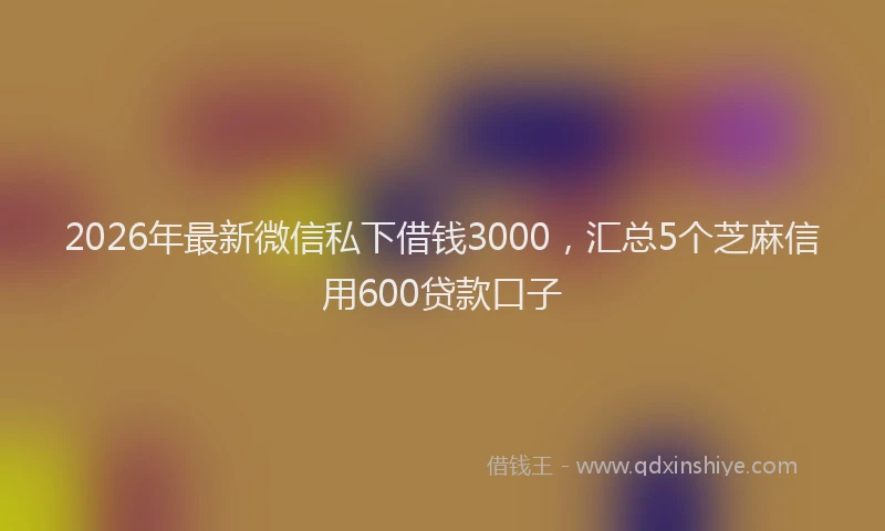 2026年最新微信私下借钱3000，汇总5个芝麻信用600贷款口子