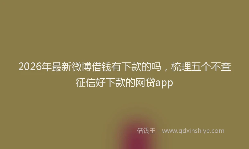 2026年最新微博借钱有下款的吗，梳理五个不查征信好下款的网贷app