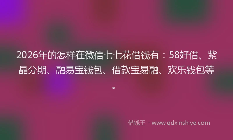 2026年的怎样在微信七七花借钱有：58好借、紫晶分期、融易宝钱包、借款宝易融、欢乐钱包等。