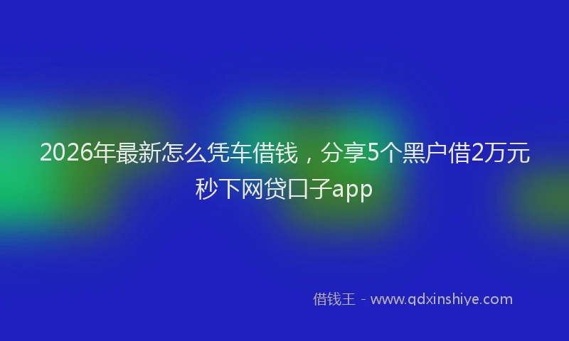 2026年最新怎么凭车借钱，分享5个黑户借2万元秒下网贷口子app