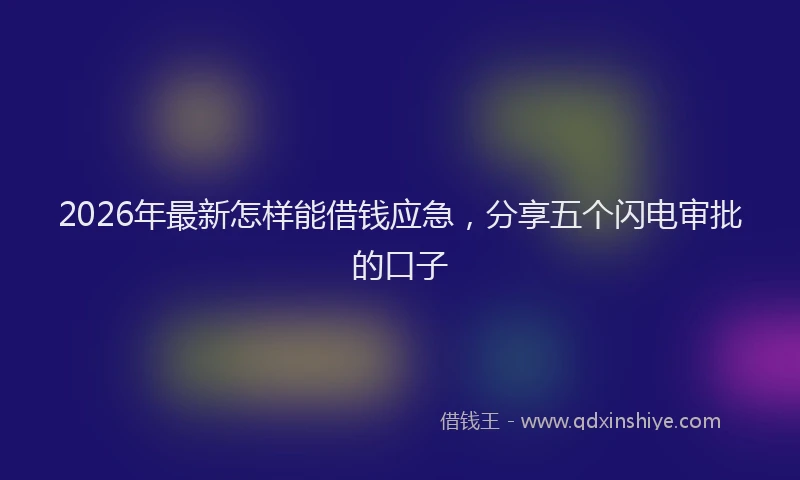 2026年最新怎样能借钱应急,分享五个闪电审批的口子