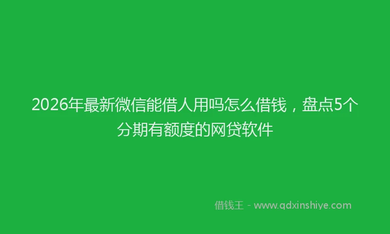 2026年最新微信能借人用吗怎么借钱，盘点5个分期有额度的网贷软件