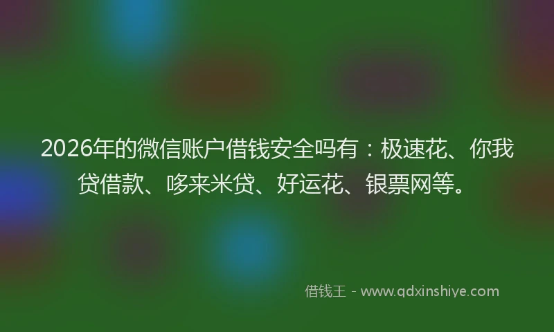2026年的微信账户借钱安全吗有：极速花、你我贷借款、哆来米贷、好运花、银票网等。